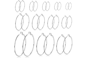 LEEQBCR LEEQ 12 Paar Creolen Piercing Ohrreifen Edelstahl Ohr Ringe Set für Frauen Mädchen, 12 Größen, 20-75 mm