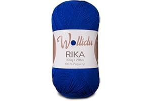‎WOLLIDU Wollidu Rika Garn zum Häkeln und Stricken 300g / 798m Strickgarn 100% Polyacryl Häkelgarn Royal Blau