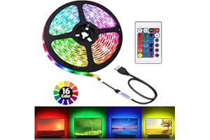 Foeska USB LED Strip Lights, RGB Led Light Strip with 24 Key Remote Controller, 5050 SMD Lighting 16 Multi Colors & 16 Lighting Mode, for Home Kitchen Cabinet Party 9.8 feet