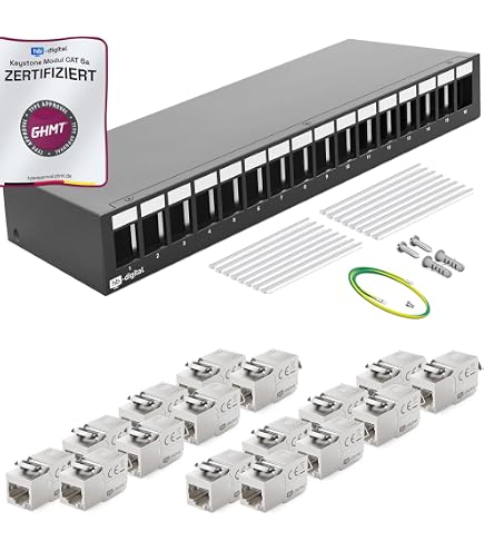 Lumonic 10 Zoll Desktop-Patchpanel CAT7 – 12 Port, 0,5HE, LSA-Klemmen T568A/B, Freistehend Oder Wandmontage – Geschirmt, 10 Gbit/s & PoE – Für Heimnetzwerk & Büro