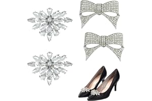 KASESSS 4 Pezzi Clips Decorativi Strass per Scarpe, Clip per Scarpe Cristallo Staccabile, Fibbie per Scarpe Elegante per Donne e Ragazze Clip Argento Gioielli per Scarpe per Matrimonio Ballo Festa