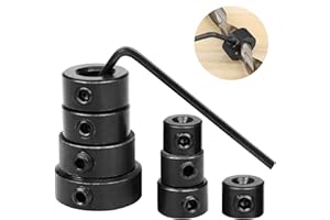 MaYuLa 8Pcs Drill Bit Depth Stop Collar Ring Positioner Locator 3/4/5/6/8/10/12/16mm Woodworking Drill Bit Set Limit Ring Black with Hex Wrench for Drill Bits Consistent Drilling