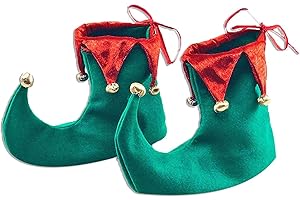 Sofias Closet Adults Deluxe Elf Elves Shoe Covers Novelty Red Green Curly Toe Boots Santa