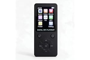 MP3-spelare med Bluetooth, 1,8-tums Skärm Bärbar Musikspelare, FM-radio, Inspelning, E-bok, Stöd Utbyggbar, HiFi Förlustfritt Ljud Musikspelare (SENECESLIobf9hggi6z-11)