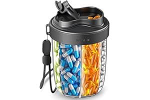 NAVIKIA Tablettenbox 7 Tage Morgens Mittags Abends | Rund mit 7 Großen Fächern & Anti-Verwechslungs-Design | Breite Öffnung, BPA-frei & Tragbar | Für Medikamente, Vitamine, Fischöl usw (Schwarz)