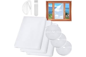 Fly Screens for Windows, 3 Pack Self-Adhesives Window Netting for Insects, DIY Cut to Size Bug Mosquito Net, 130x150CM Window