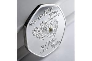 The Commemorative Coin Company 30th PEARL WEDDING ANNIVERSARY Silver Commemorative with Gemstone. 30 Years Together. Proof Finish, Mint Condition.