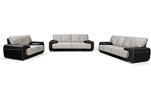 ‎MB-MOEBEL mb-moebel Polstergarnitur Sofa Set 3er & 2er & Sessel 3-2-1 Wohnlandschaft 3-Sitzer und 2-Sitzer Möbel Set - LORENTO (Schwarz)