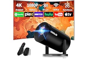 COOLID Mini Vidéoprojecteur [App Intégrée & 2026 Upgraded] Projecteur Supporte 4K/1080P avec 5G WiFi 6 Et BT 5.4 Soutien Rotation 270° Portable Projecteur Video Applicable Laptop/HDMI/TV Stick/Home,Noir