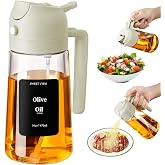 SWEET VIEW 2 in 1 Oil and Oil Sprayer, 470ml Air Fryer Oil Sprayer, Glass Olive Oil for Kitchen, Salad and BBQ