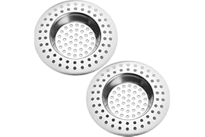 Tomario Stainless Steel Kitchen Sink Strainer Plug, Standard Strainer Drain Protector Hair/Food Catcher for Bathroom, Kitchen, Shower (External Diameter 7.5cm, Inner Diameter 3.6cm, Pack of 2)