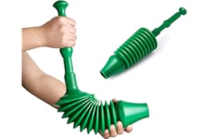 VIVO TECHNOLOGIES Heavy Duty Toilet Plunger, Big Powerful Toilet Unblocker for Clearing Blockage in Drains, Flexible Plumbing Suction Tool for Unblocking Toilets of All Types, Kitchens, Sinks, Baths, Green