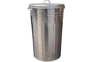 EasyShopping NEW Small Medium Large 15L 30L 40L 45L 60L 90L 110L Litre Metal Galvanised Home Garden Bin Leaves Paper Wood Rubbish Dustbin Made In U. K. (110 Litre)