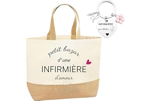 jenich Cadeau Infirmière Sac Infirmière Tote Bag Porte Clé Infirmière Cadeau Idée pour Femme Cadeau de Fin d'Année Noël