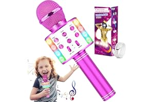 Hayruoy Micro Karaoke,Jouet Fille 3 4 5 6 7 8+ Ans,Micro Enfant pour Chanter Fille,Micro Karaoke sans Fil Bluetooth,Changeur De Voix avec Microphone pour