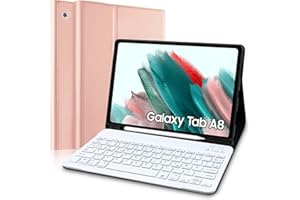 YEEGNAR Samsung Galaxy Tab A8 Hülle mit Tastatur, QWERTZ Deutsches Layout Bluetooth Tastatur mit Stifthalter für Samsung Galaxy Tab A8 10,5'' 2021 SM-X200/ X205/ X207 (Roségold) (Stift nicht enthalten)