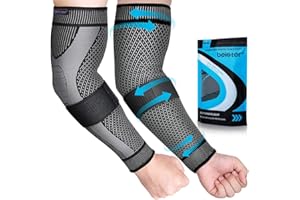 beister Manchon de Compression pour Le Bras, Respirant Coudière avec Bande Élastique Réglable, 20-30 mmHg Support de Protection des Bras & Coude pour Lipœdème, Arthrite