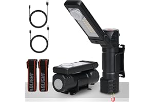 REALPLUS 2 lampade da lavoro a LED, per officina, ricarica USB, con funzione girevole, torcia magnetica, torcia da officina, regalo per uomini, riparazione auto, campeggio, emergenza