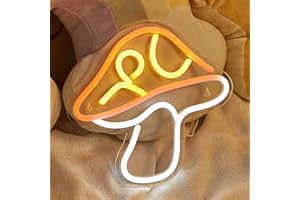 Chi-buy LED Neon Mushroom Cute Neon Sign, USB Powered Neon Signs Night Light, 3D Wall Art & Game room Bedroom Living Room Decor lamp for Girl Boys