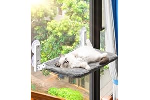 ANZOME Katzen Fensterliege, Faltbare Katzenbett Fenster 62x30cm Katzenhängematte mit stabil Saugnäpfe bis zu 18KG, Katzen Hängematte für Katzen, Grau