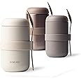 MAMEIDO Food Flask 500ml, Food Thermo to go Stainless Steel, Soup Flask Leak-Proof Ideal for Porridge, Yoghurt, soups and ice Cream, Suitable for Adults & Kids (Ivory Beige, 0.5l)