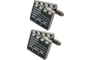 COLLAR AND CUFFS LONDON - Boutons de Manchette avec Boite-Cadeau - Grand Qualité - Clapet de Cinéma - Laiton - Couleur Noir - Rectangle Cinéaste Films Acteur Réalisateur Actrice