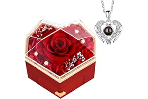 GOICC Wieczny Różowy Naszyjnik Prezenty dla Kobiet Prezent Urodziny Kobieta, Mama, Żona, Dziewczyna, Wieczna Róża Z Naszyjnik Kocham Cię, Oryginalne Prezenty na Walentynki, Dzień Matki, Boże