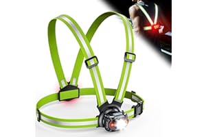 ISEYOU Luce Running, Luce per Corsa Notturna 500 Lumen & USB Ricaricabile, 6 modalità di Luci, 45° Regolabile, IPX4 Impermeabile con Cinghie Doppie Riflettenti per Jogging, Escursionismo, Campeggio