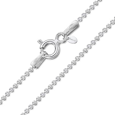 Collana Pallinata Uomo Donna Argento 925 Con Effetto Oro Bianco – Ball Chain 2,0 Mm – Nalbori Made In Italy