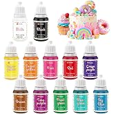Food Colouring Pastry, 12 x 10 ml Food Colouring Liquid High Concentration Vibrating Grade Food Colouring for Baking Cakes Ea