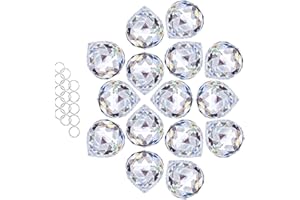 HDCRYSTALGIFTS Crystalsuncatcher Clear Crystal Ball Prism Suncatcher Rainbow Maker Hanging Crystals Prisms for Windows, for Feng Shui, for Gift(30mm/1.18" 15pack)