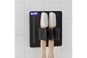 ‎LOBUX LOBUX® - 2X Zahnbürstenhalter selbstklebend, superfester Halt [Soft-Touch Silikon] - Aufsteckbürsten Halter für elektrische Zahnbürsten - für Badezimmer, Spiegel, Dusche, Wand (schwarz)
