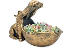 ‎CUTFOUWE Cutfouwe Nilpferd Statue Schlüsselschale,Groß Mund Nilpferd Figur Schlüssel Schale Schmuck Aufbewahrungsbox Modern Skulptur Deko für Wohnzimmer, Büro, Geschenke, Dekoration,Gold-Klein