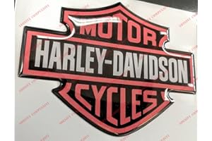 ADESIVI COMPULSIVI Insignia del Logotipo de la calcomanía Harley Davidson Classic, Logotipo Naranja, Adhesivo resinado, Efecto 3D. para depósito o Casco