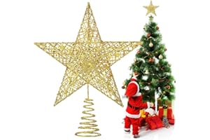 HONGECB Stern Christbaumspitze, Baumspitze Weihnachten, Metall Design Glitzer Christbaumspitze Stern, Stern-Spitze für Weihnachtsbaum, für Festliche Weihnachten zu Hause Weihnachtsbaum Deko