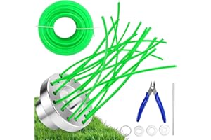 QGGTQG Nylon Unkrautbürste für Freischneider Rasentrimmer Unkrautbürste aus Aluminium Universal Wildkrautbürste für Motorsense Freischneider Zubehör mit 30m Nylonfäden und Adapter & Werkzeug