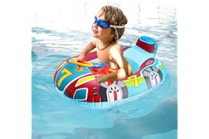 SPINNE LUCAS BouéE BéBé,BouéE BéBé Enfant,EntraîNeur De Natation BéBé,SièGe De Natation BéBé Float,BéBé Nageur,Jouets Aquatiques Enfants,Automobile BouéE Volant-PoignéE,Aide à La Natation BéBé Enfant 1-5 Ans-Bleu