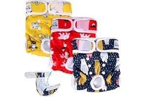 SlowTon Couche de Chien Lavable, 3 Pièces Sans Fuite, Confortable et Réutilisable, Avec Boucle Réglable, Pour Femelle, Miction Irritante à Haute Température