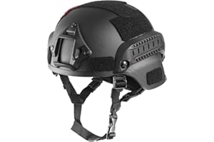 OneTigris - Casco de combate avanzado (ACH) estilo MICH 2000 con soporte para gafas de visión nocturna (NVG) y riel lateral para airsoft/paintball, TG-ZSK05, negro