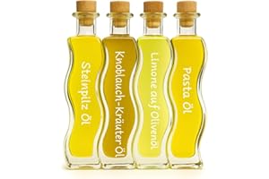‎FEINKOSTDISCOUNT24 Gourmet Öl Geschenkset – [4x100ml] Feinkost Öle: Steinpilzöl, Knoblauch-Kräuteröl, Pasta Öl & Limonen Olivenöl – Handbeschriftet, Premium Geschenk für Genießer & Hobbyköche