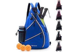 ZOEA Pickleball Bag, Sport Pickleball Sling Bag for Women Man, Adjustable Pickleball Backpack with Fence Hook Water Bottle Holder, Fits 4 Paddles and All Your Other Gear