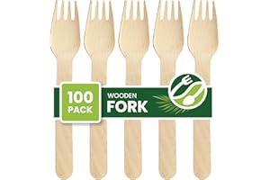 ECO LEAF PRODUCTS Eco Leaf Wooden Forks, 16cm | 100pcs | Biodegradable, Compostable, Plastic-Free Cutlery for Weddings, Picnics, Parties, Camping & Catering | Ideal for Desserts
