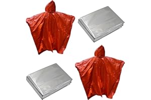 RLXMARTD Thermal Emergency Raincoat Poncho,Emergency Insulation Blanket,Survival Camping Blanket,Emergency Foil Blanket,Suitable for Marathons, Outdoor Travel, Hiking, Emergency Survival Or First Aid