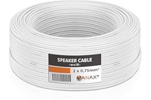 MANAX® Kabel podwójny 50 m, 2 x 0,75 mm², biały kabel 2-żyłowy (50 m 0,75 mm² - 1 pierścień, biały)