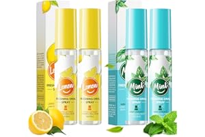 PLUVYZE 4 Stück Mundspray, 18 ML Mundspray mit Fruchtgeschmack, Zitronen- Und Minzgeschmack Erfrischungsspray, Gegen Mundgeruch Und Karies, Mundspray zum Schutz vor Mundgeruch, Hält den Atem Frisch