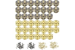 HOWDIA 40pcs Antique Brass Latch Lock Gold Hasp, Decorative Small Hinges and Latches for Wood Boxes Jewelry Box Cabinet with Screws(20 Bronze + 20 Golden