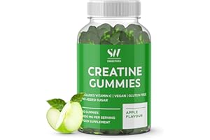 SWASTHYA SW Creatine Gummies - Apple Flavour - Zero Added Sugars - 3000mg Creatine Monohydrate for Superior Muscle Growth & Fast Recovery – Vitamin C - Pre Workout Supplement – Gluten Free and Vegan