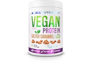 ALLNUTRITION VEGAN PROTEIN Wegańska Odżywka Białkowa w Proszku - 21 g Białka - Białko Roślinne z Izolatu Białka Sojowego i 6 Innych Roślin - Bez Dodatku Cukru - 500 g - Słony Karmel