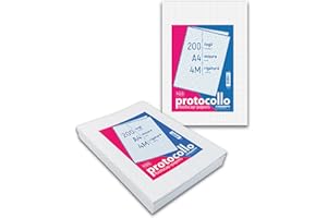 Blasetti Risme Foglio Protocollo - Pacchetto da 200 fogli formato A4, per compiti in classe scuola media e superiore, per studi notarili o avvocati, Carta da 60gr - Rigatura Quadretti 4M (4mm)