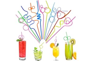 LANSKYLAN LANKYSLAN 36 Pezzi Cannucce Riutilizzabili Cannucce Colorate Multiforme ricurve Cannucce da Cocktail Varie di Carino Forme Cannucce per Succhi di Frutta e Cocktail per Compleanni Matrimoni e Festa
